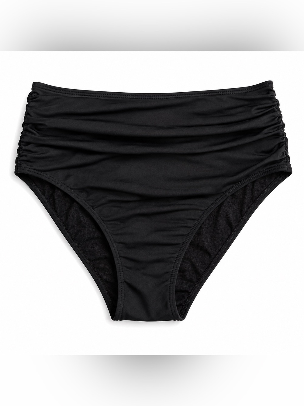 Sportneer Black Ruched High-Waisted Bikini Bottom | Size L